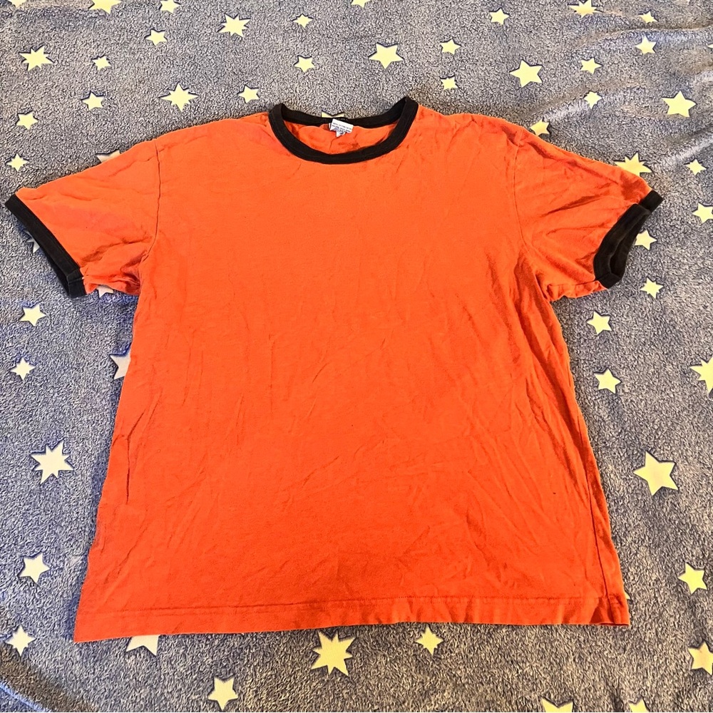 orange and black ringer tee